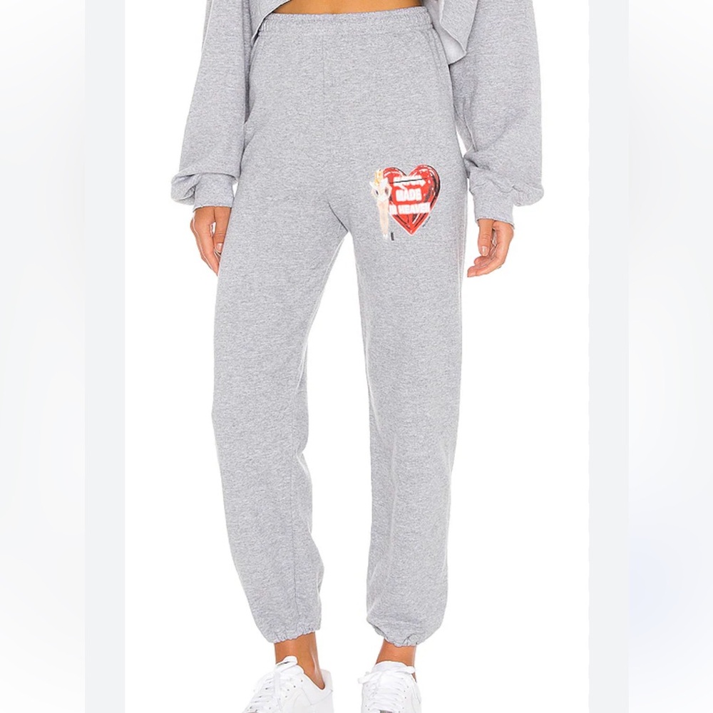 BOYS LIE Match Made In Heaven Gray Joggers with Red Heart Graphic. Size S